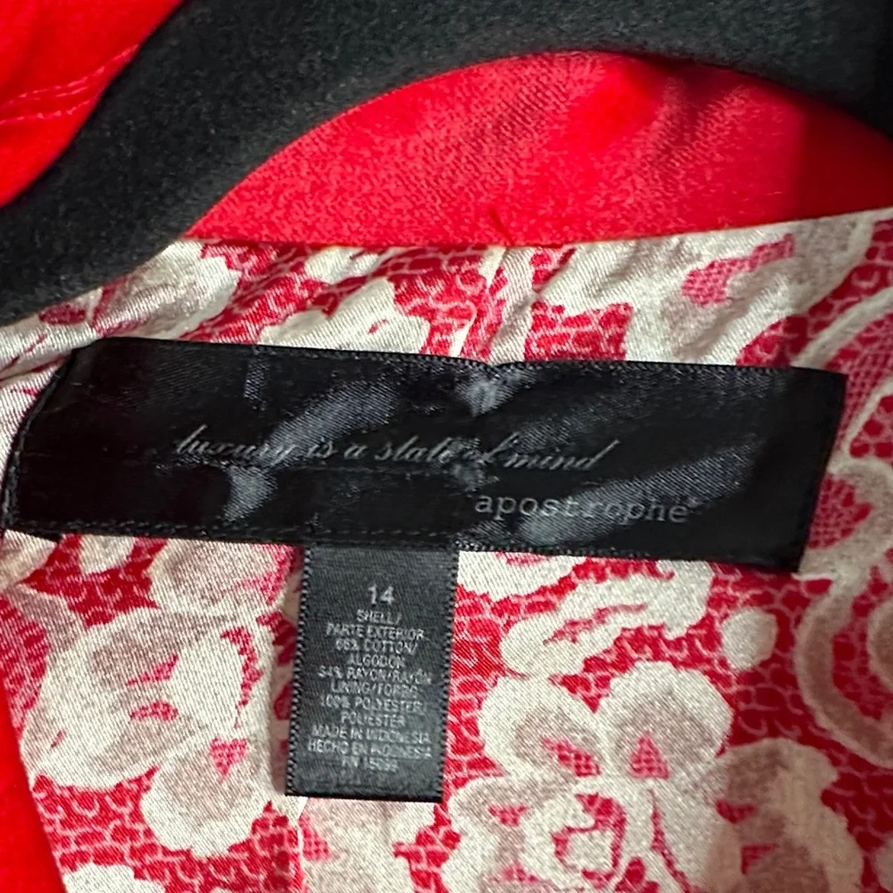 Apostrophe Red velvet Women's Blazer size 14 preppy holiday